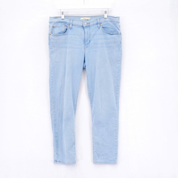Levi's Boyfriend Light Blue Denim Mid‎ Rise Jeans Whisker 36 / 27.5 Tagged 32/27 - Picture 1 of 9